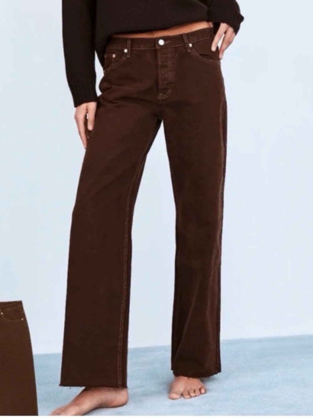 PARKE Brown High Rise Wide Leg Jeans